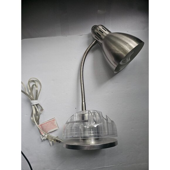 Adjustable Gooseneck Desk Lamp With 110 Outlet with Organizer Transparent Base - Picture 10 of 11